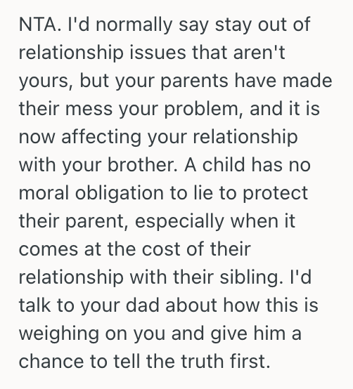 Screenshot 2025 07 12 at 3.40.52 PM Woman Knows The Real Reason Behind Her Parents’ Divorce, And Shes Considering Telling Her Brother The Truth